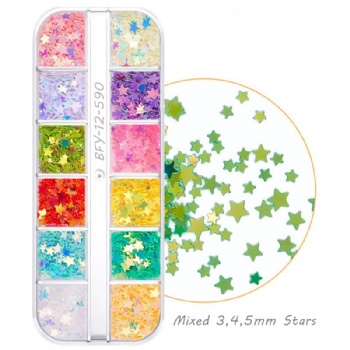 Top Sales  Mix 3 4 5mm Sparkle Star Pearl Fantasy Glitter Sequin
